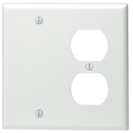 LEVITON Leviton White Double Gang Combo Blank & Duplex Wallplate  002-88008-0 002-88008-0